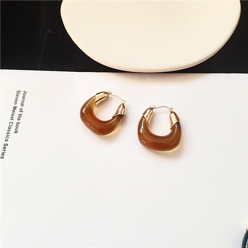 U Shaped Brown Hoop Earrings JLT11281