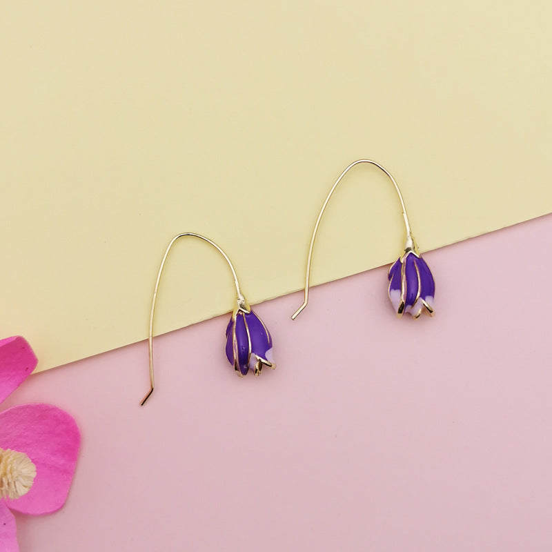 Purple Enamel Tulip Drop Earring JLT11349