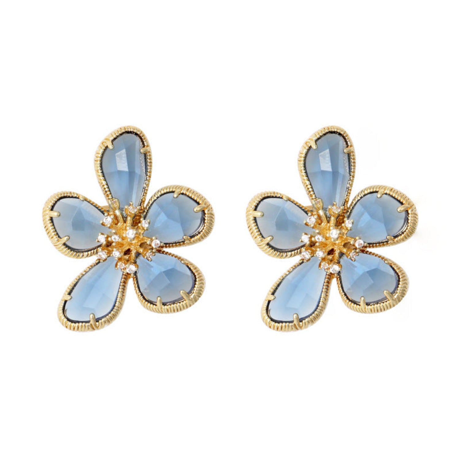 Just Lil Things - Bloomy Blue - Pin Earrings jlt11467