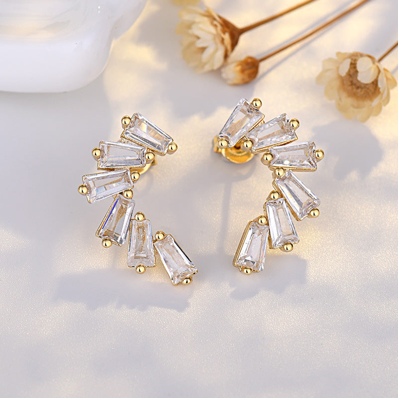 Gold Crystal-Embellished Half Hoop Earrings-jlt11646