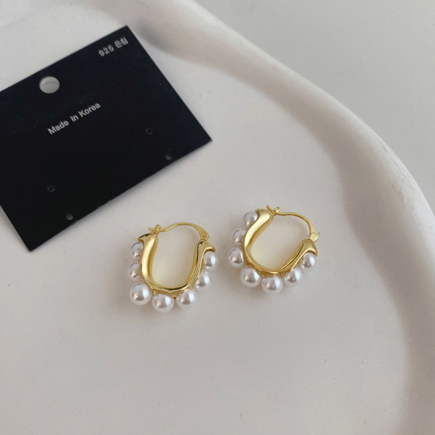 Gold Hoop Earrings with Pearl Accents jlt11729