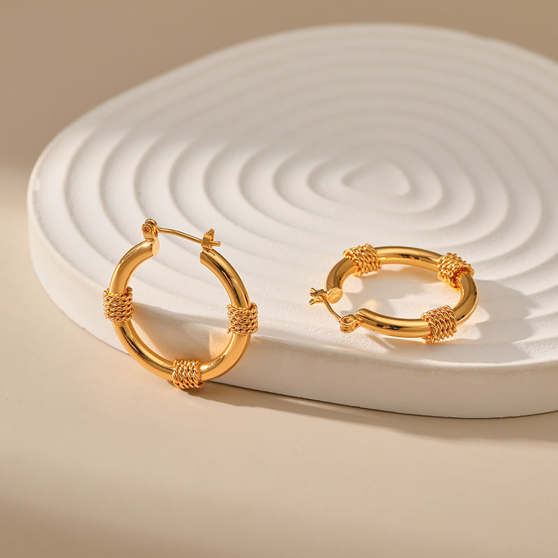 Bold Gold-Color Statement Hoop Earrings jlt11734