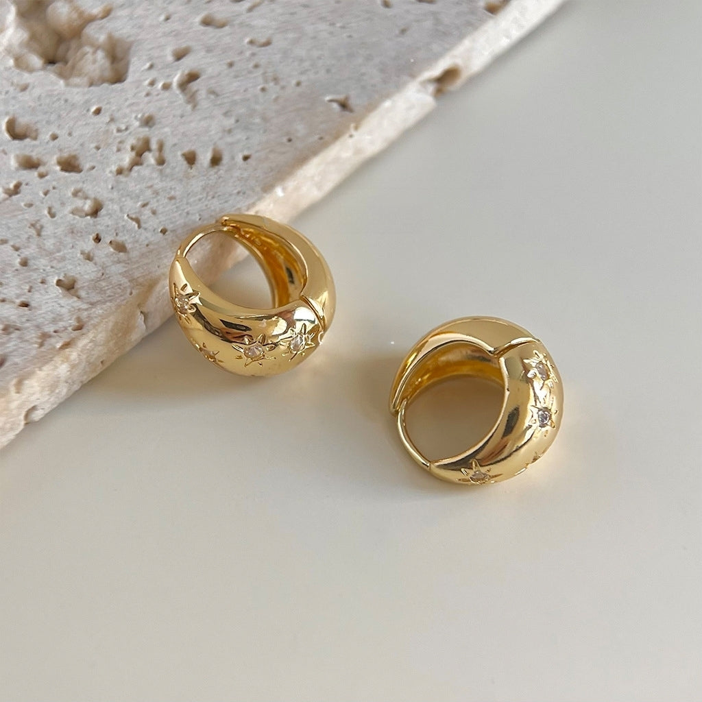 Celestial Gold Hoop Earrings -jlt11792