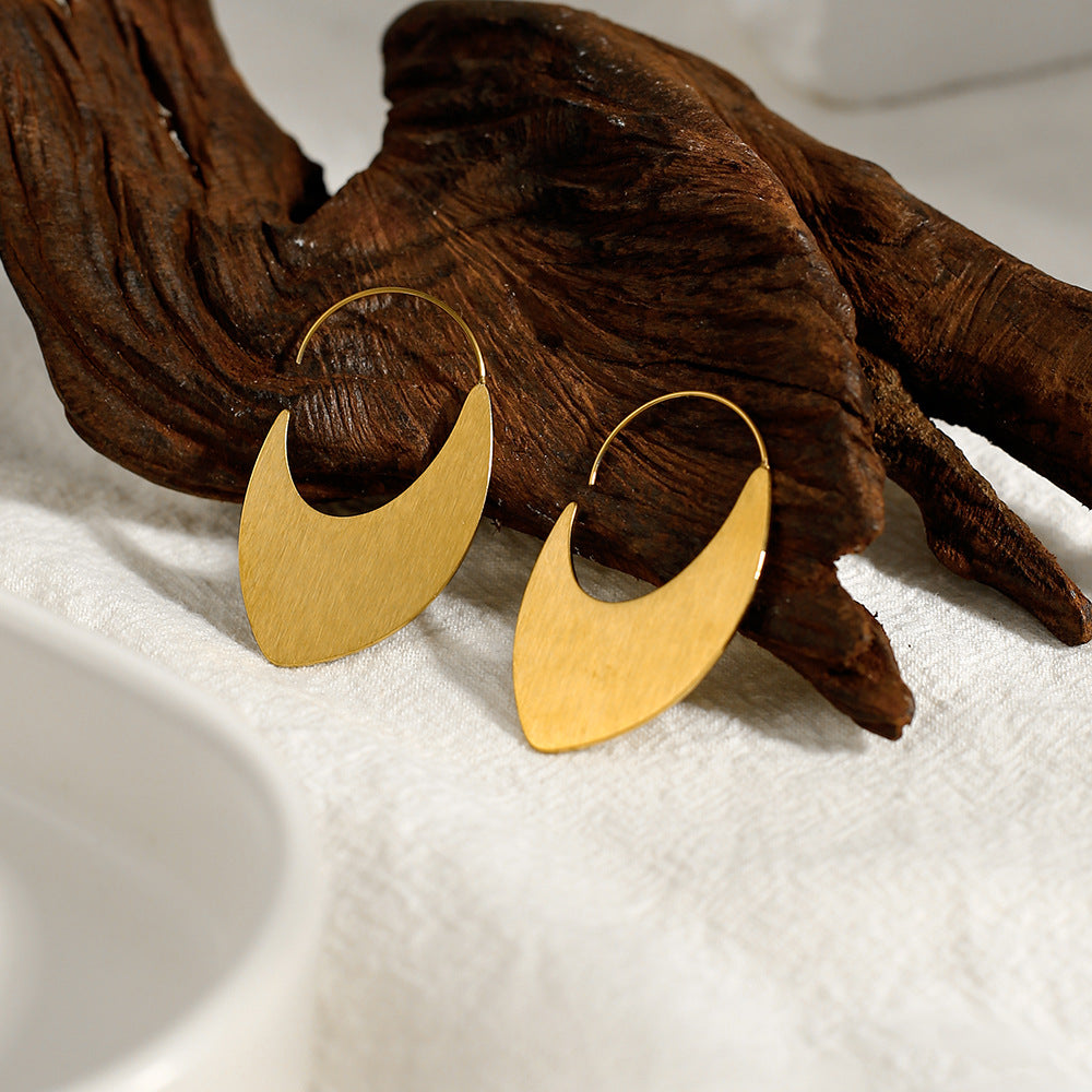 Matte Gold Crescent Hoop Earrings jlt11816