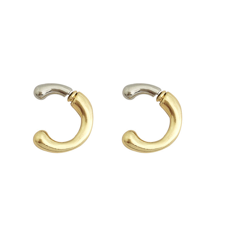 Gold and Silver Two-Tone Hoop Earrings-jlt11843