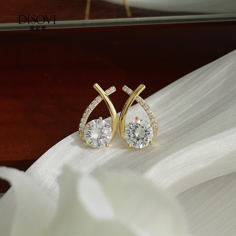 Exquisite Teardrop Earrings with Sparkling Zirconia Crystals-jlt11865