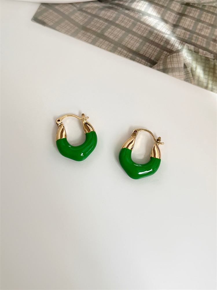 Just Lil Things Green Hoop Earrings jlt11926
