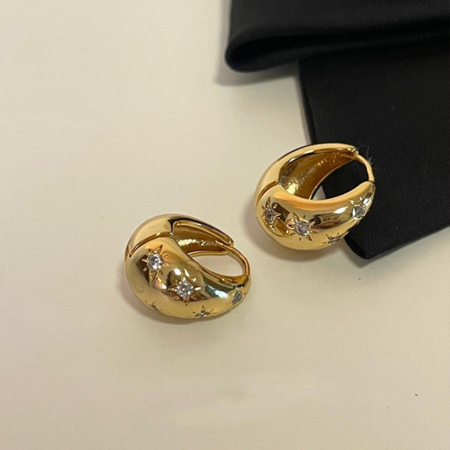 Gold Celestial Starburst Hoop Earrings JLT11965