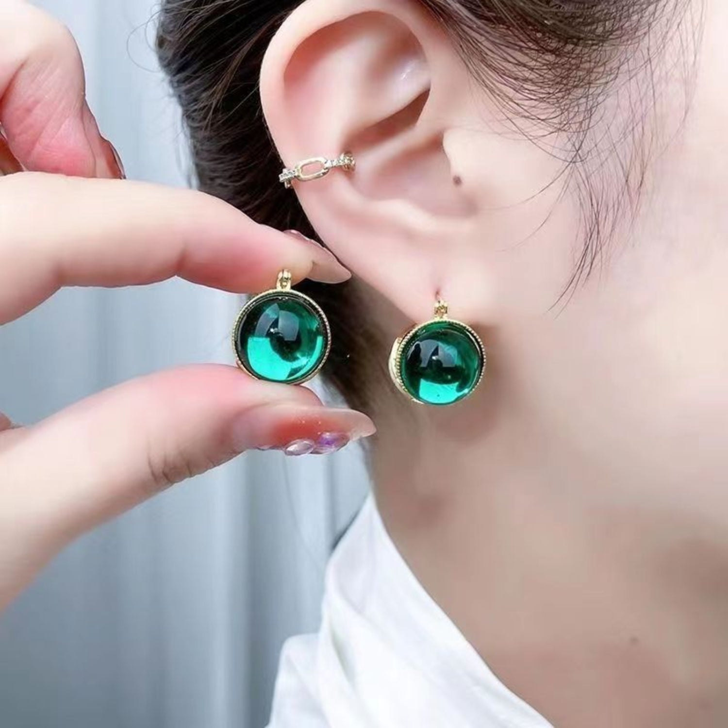 Just Lil Things Green Hoop Earrings jlt12064