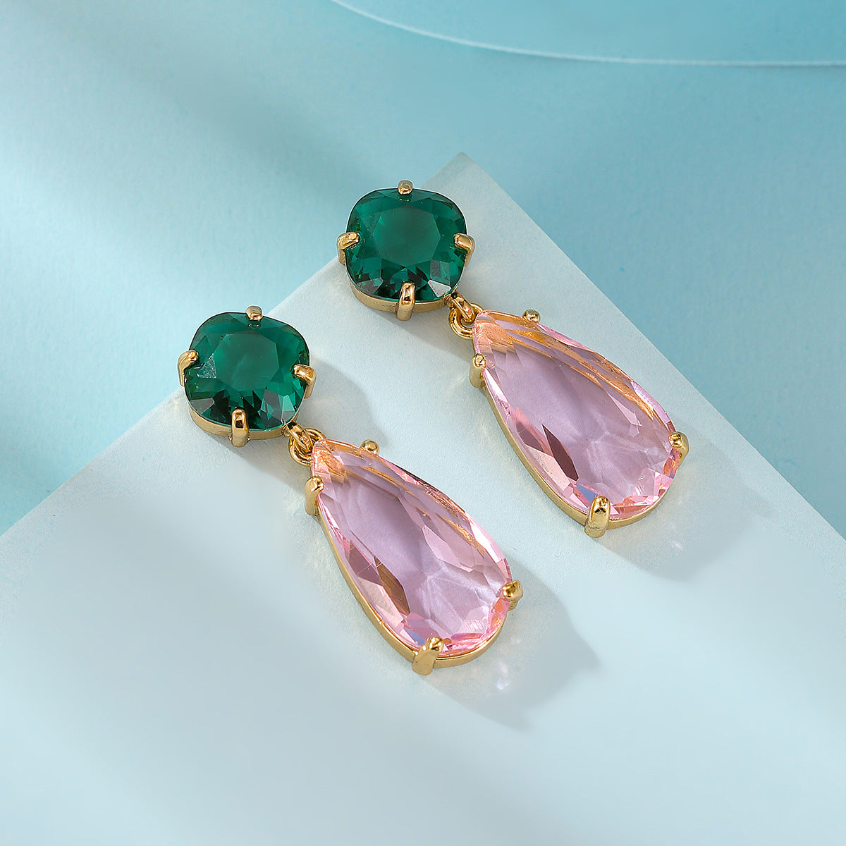 Emerald and Rose Crystal Drop Earring JLT12148