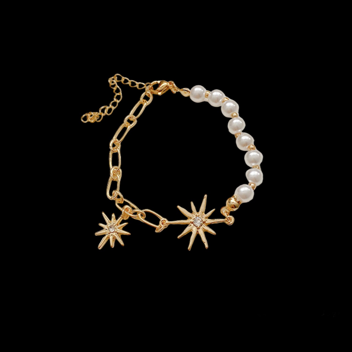 Just Lil Things Artifical Golden Starburst Pearl Charm Bracelet jltb0199