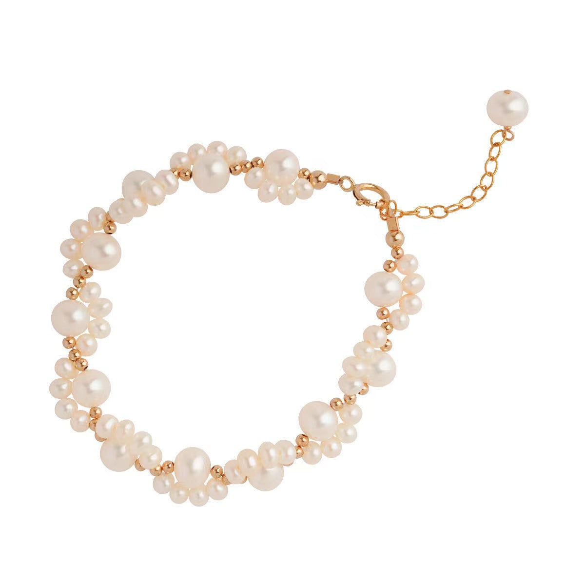 just-lil-things-artifical-Pearl Cluster Charm Bracelet – Elegant Gold Accents- jltb0206