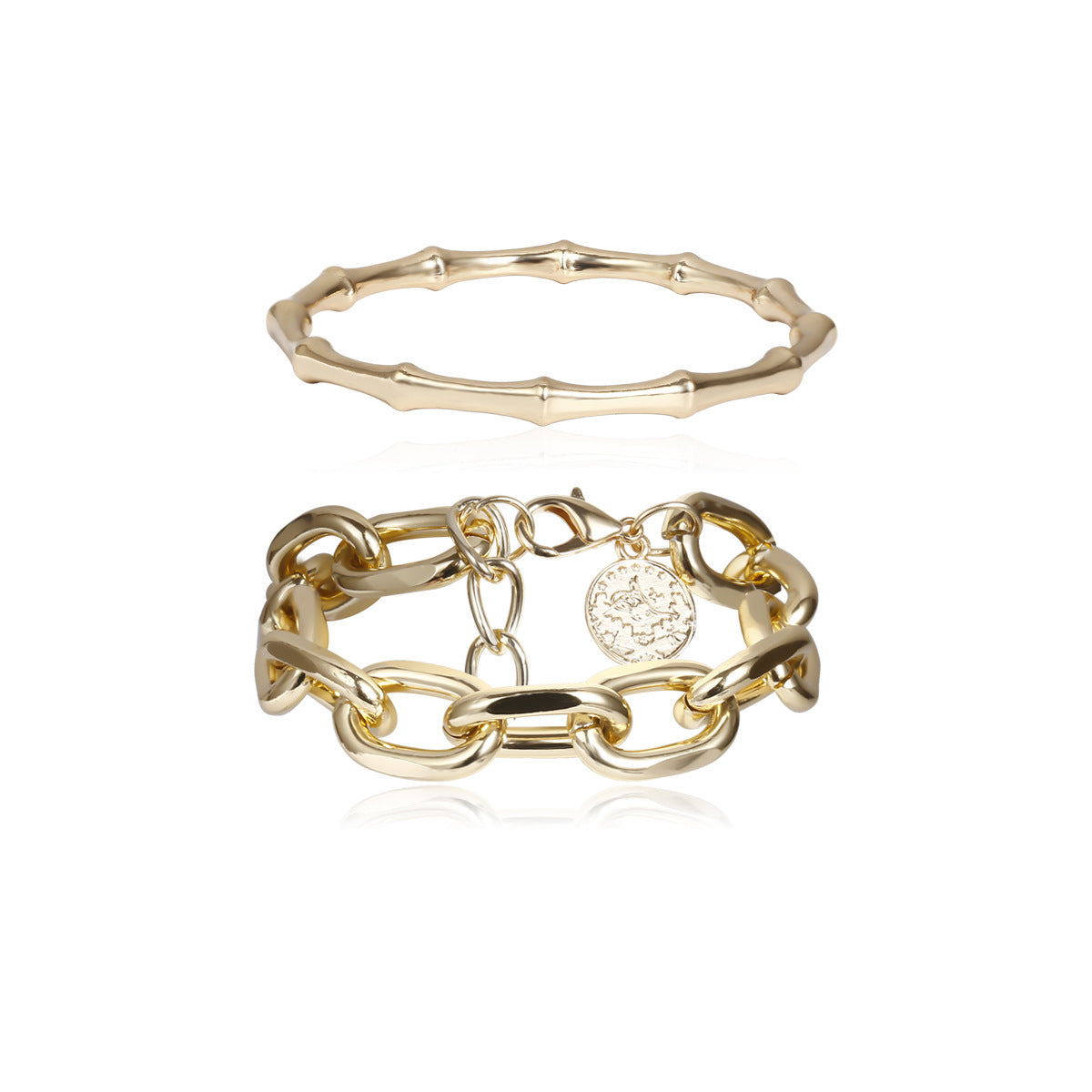 just-lil-things-artifical-Golden Bamboo & Chunky Chain Bracelet Set-jltb0210