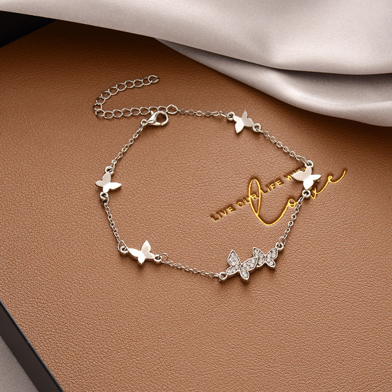 Just Lil Things Artificial Silver Butterfly Charm Bracelets jltb0219