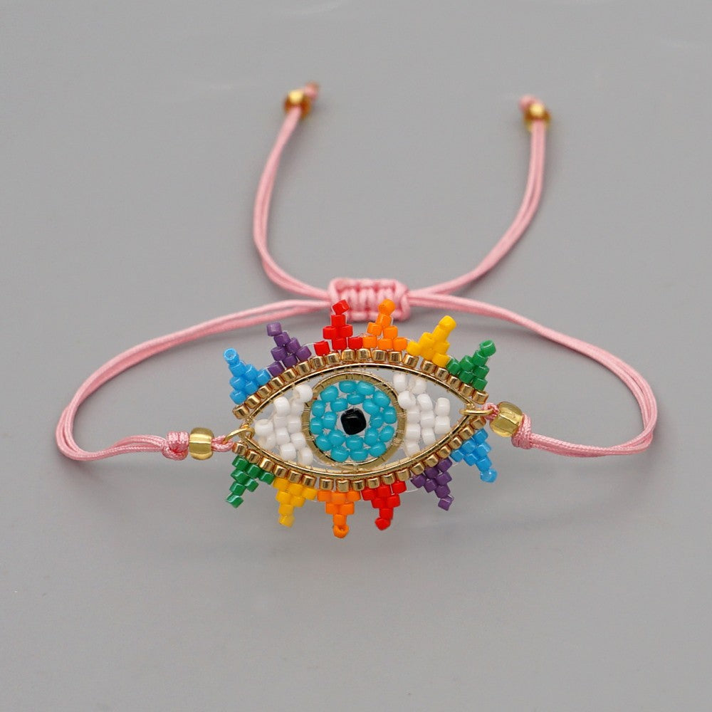 just-lil-things-artificial-multi-color-Rainbow Evil Eye Beaded Bracelets -jltb0246