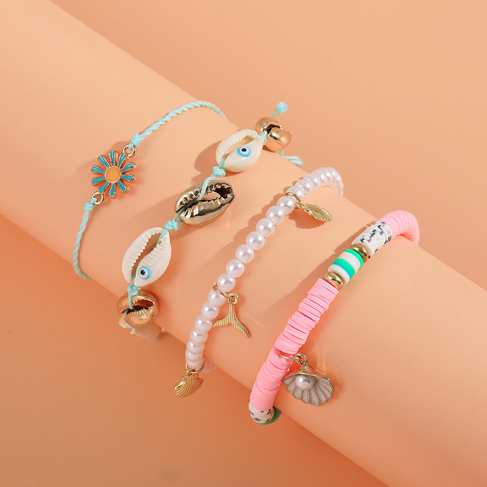 just-lil-things-Beach Vibes Charm Bracelet Set – 4 Layered Bracelets -jltb0259