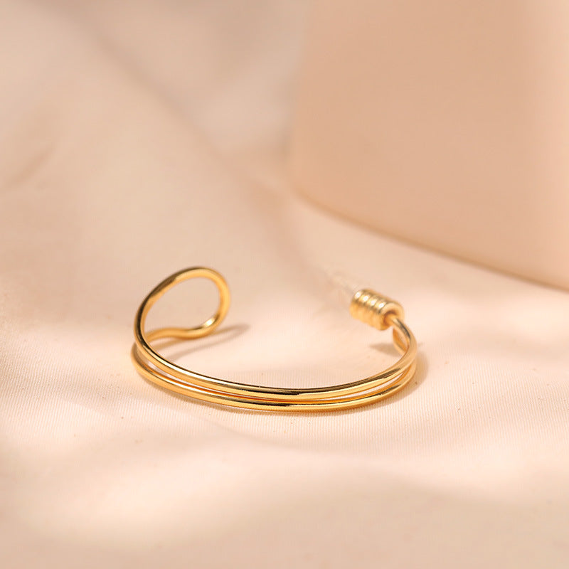 Just lil things Artificial Double-Wire Open Cuff – Sleek Loop Design Bracelets jltb0304