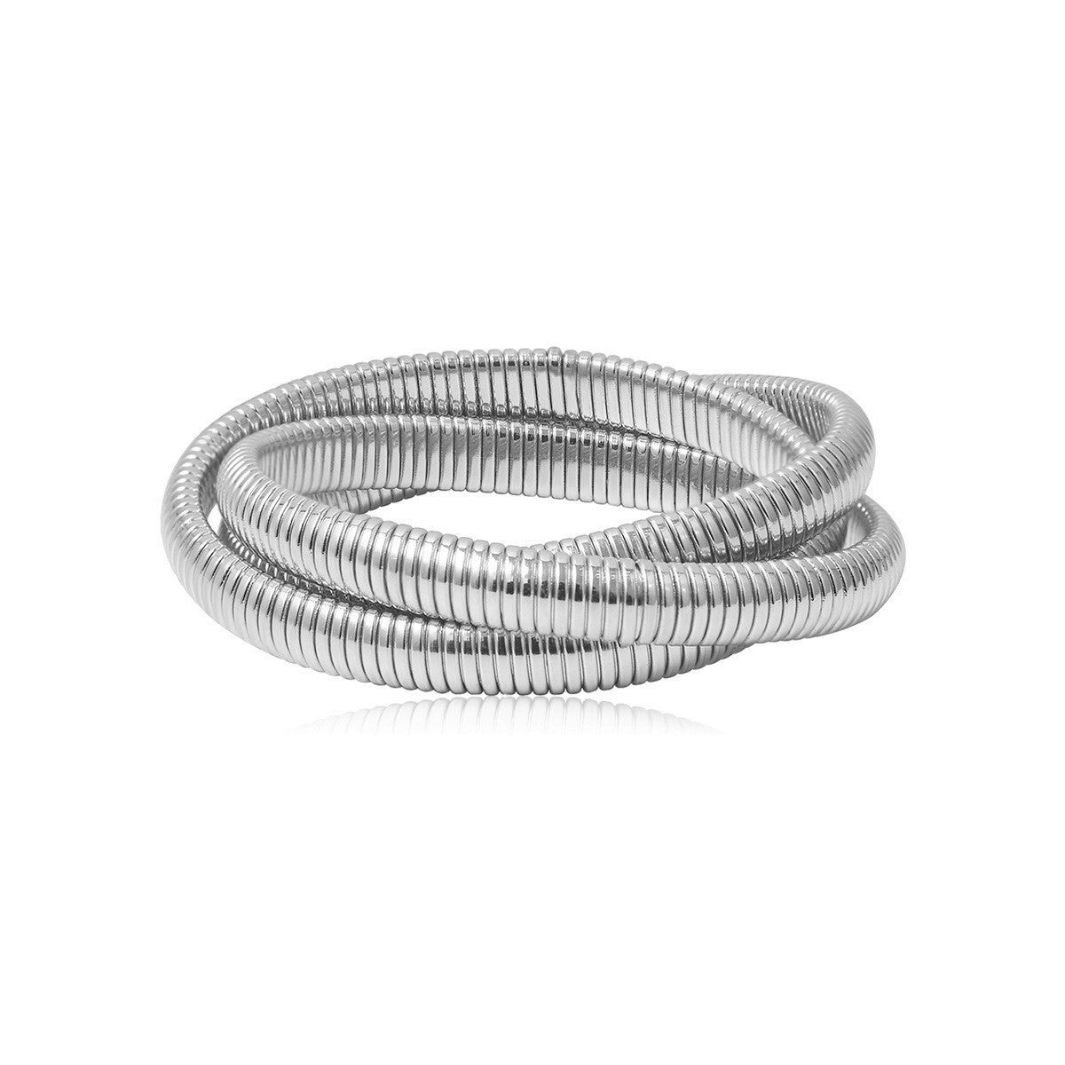 Just Lil Things Artificial Silver Coil Twist Wrap Bracelets jltb0342