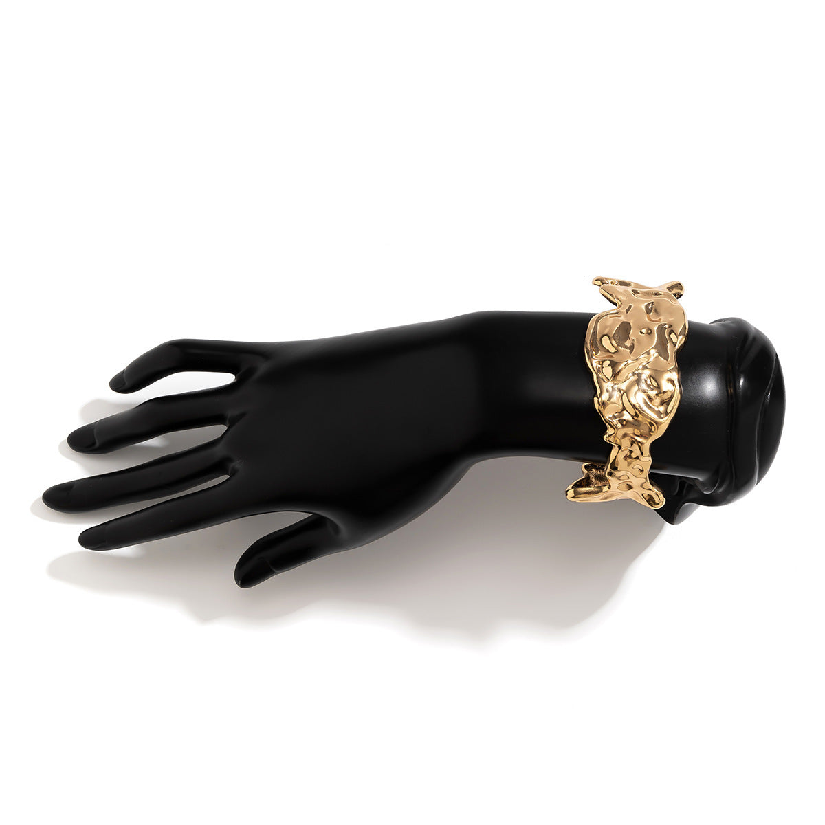 Just Lil Things Artificial Abstract Silver Cuff Bracelet – Sculpted Artistic Statement Piece JLTPB0391