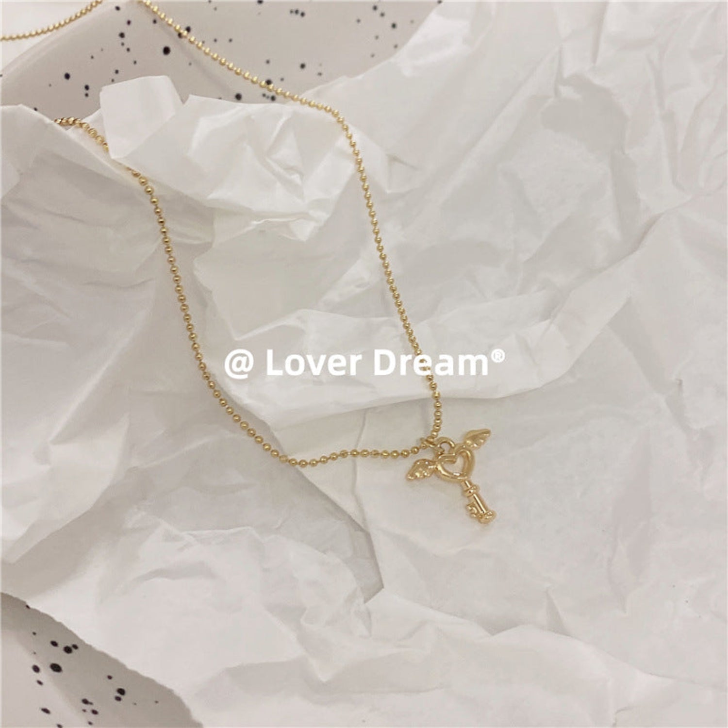 Dazzling Key Pendant Necklace with Wing Accents – Dainty and Symbolic Jewelry-jltn0513