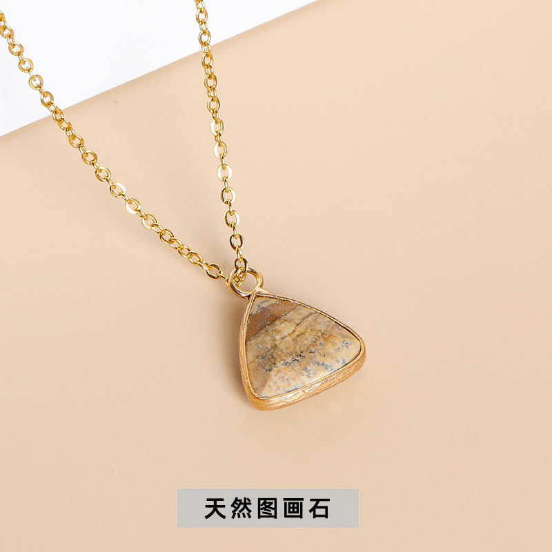 High Shine Amethyst Crystal Pendant Necklace – Natural Gemstone Triangle Charm jltn0554