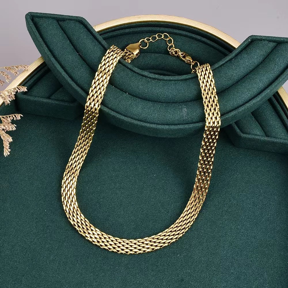 Elegant Gold Braided Chain Necklace – Timeless Statement Jewelryjltn0609