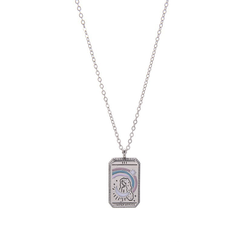 Silver-Plated Tarot Necklace – "L'Impératrice" Empress Tarot Card Pendant-jltn0617