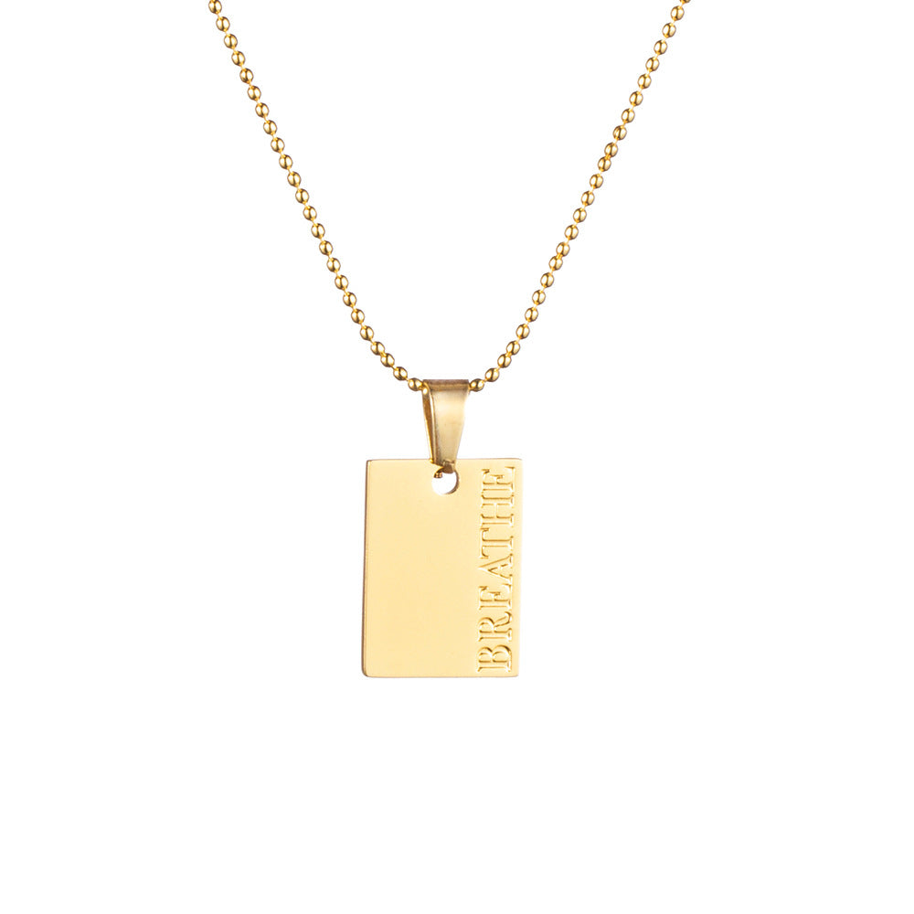 "Breathe" Necklace – Gold-Plated Mindfulness Pendant for Calm & Balance-jltn0633