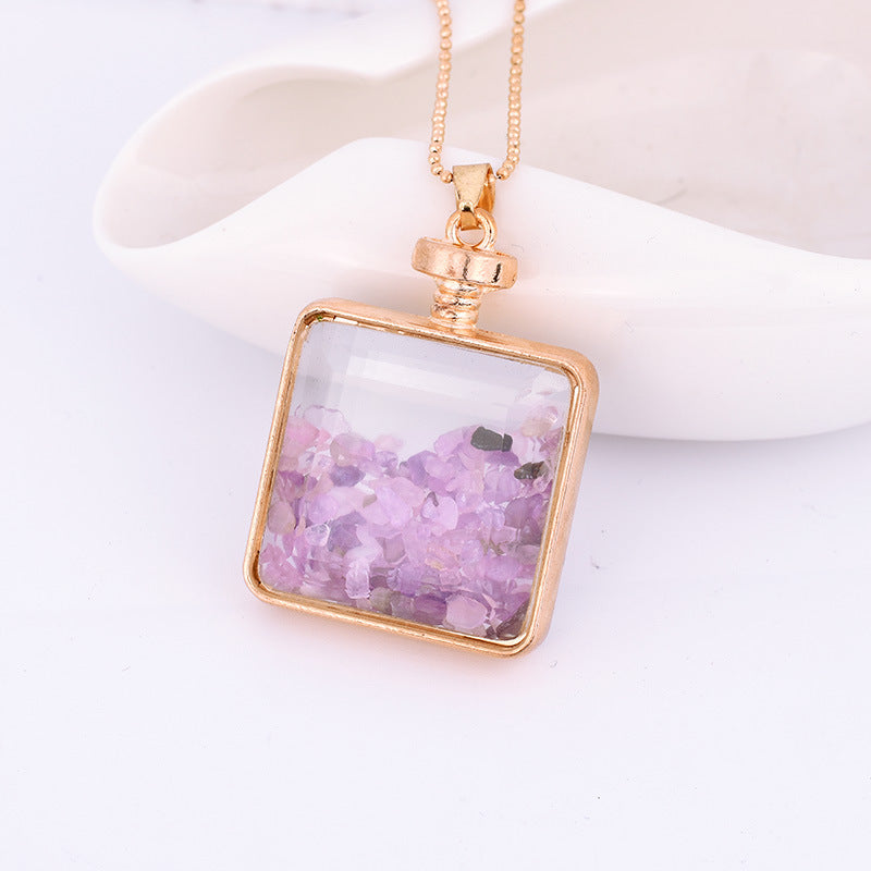 "Purple Crystal Pendant Necklace | Elegant Gold Jewelry for a Touch of Glam"-jltn0663