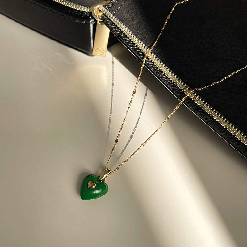 Green Heart Pendant Necklace jltn0670