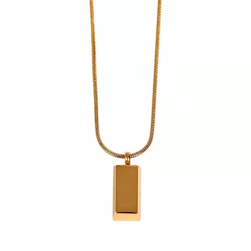 Sleek Gold Rectangle Pendant Necklace jltn0672