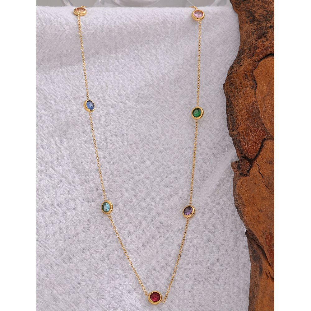 Colorful Gemstone Chain Necklace jltn0677