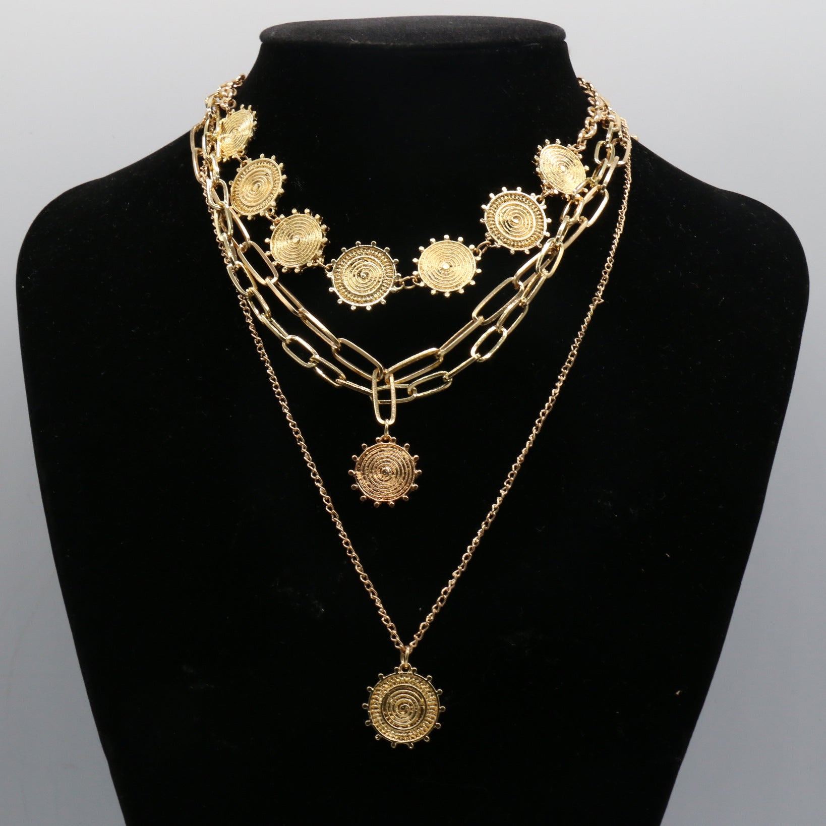 Just Lil Things- Multi-Layered Gear-like Chain Necklace jltn0728
