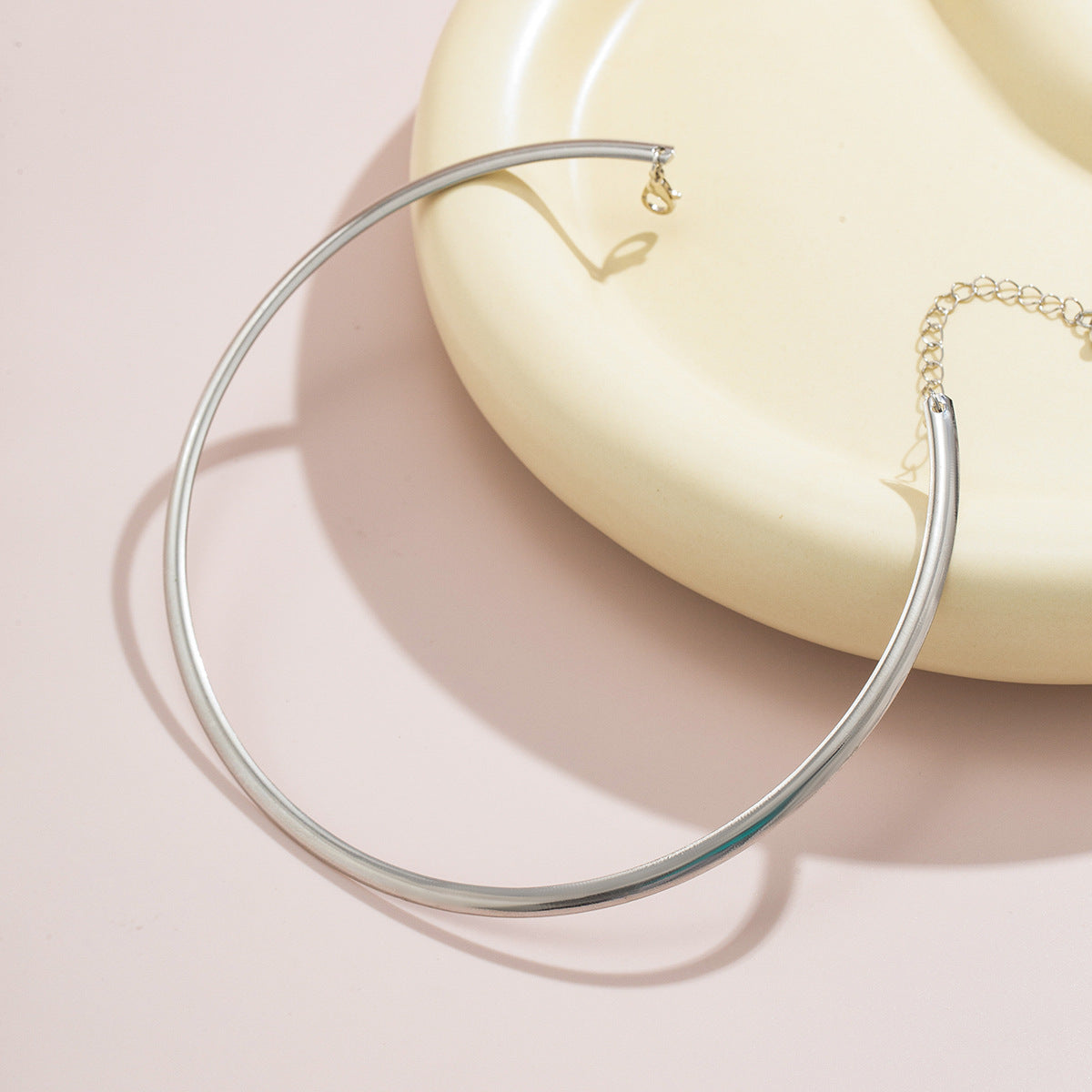 Just Lil Things Artificial Minimal Sleek Silver Choker Necklace jltn0844