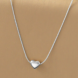 Just Lil Things Minimalist Silver Color Heart Chain Necklace – Sleek Polished Design jltn1605