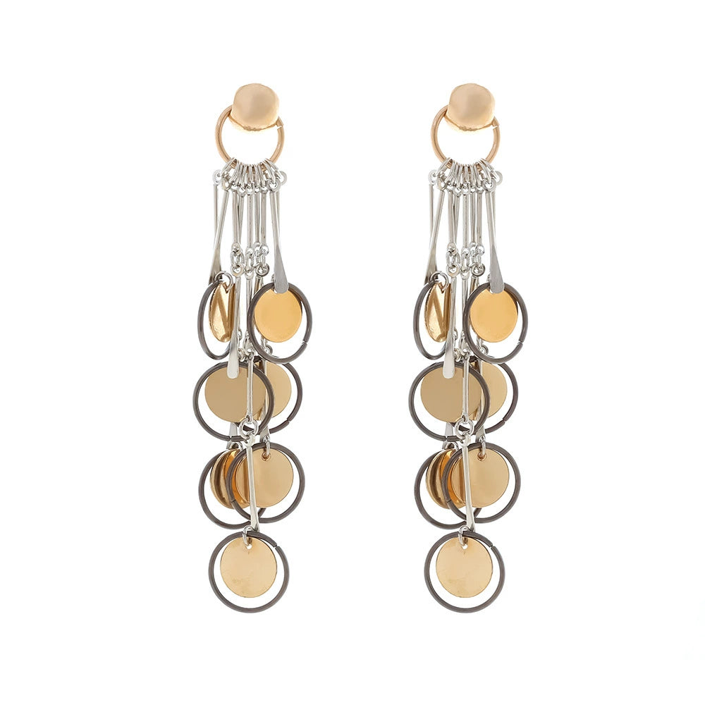Just Lil Things Urban Dangle Disc Earrings – Mixed Metal Geometric Design jlt13318