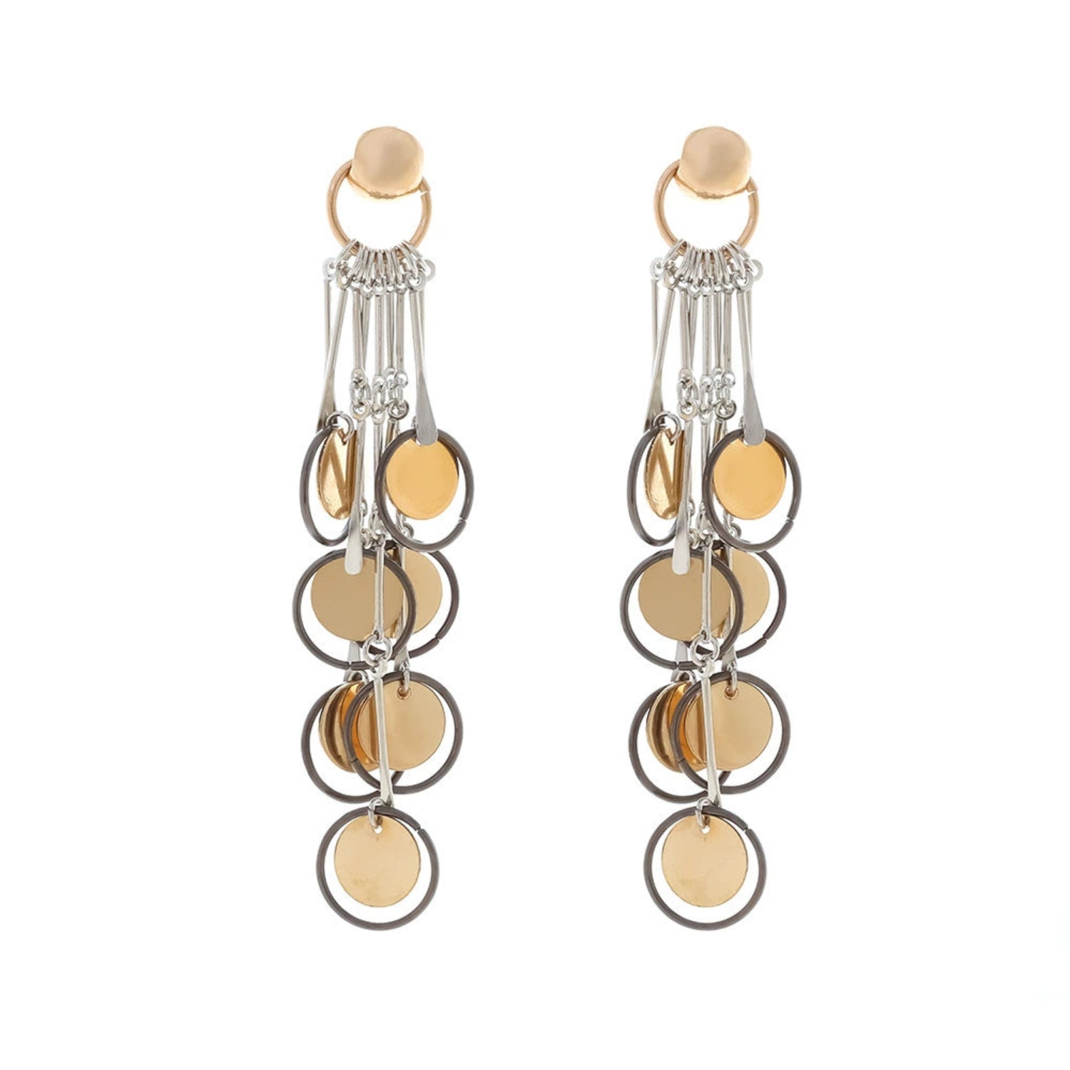 Just Lil Things Urban Dangle Disc Earrings – Mixed Metal Geometric Design jlt13318