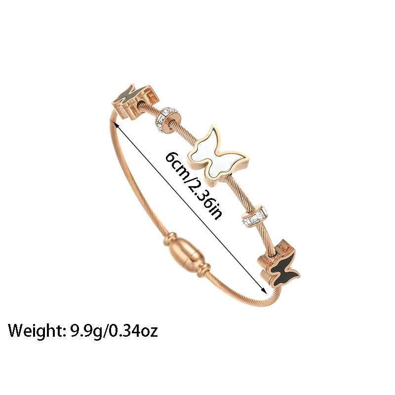 Just Lil Things Rose Gold Butterfly Charm Cable Wire Bracelet JLTB0866