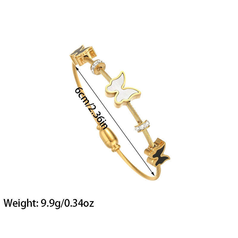 Just Lil Things Gold Butterfly Charm Cable Wire Bracelet JLTB0868