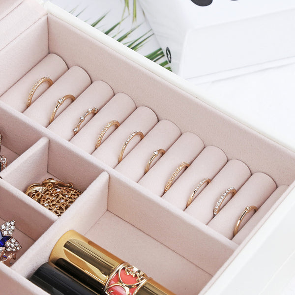 Just Lil Things Jewelry Organizer Box with Lock Portable Jewelry Storage Case for Women Girls Earring Ring Necklace with Mirror