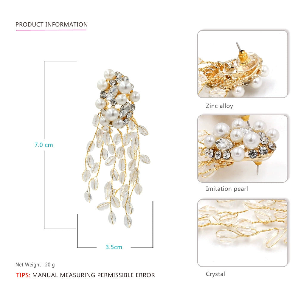 Just Lil Things Pearl & Crystal Leaf Cascade Earrings jlt13323
