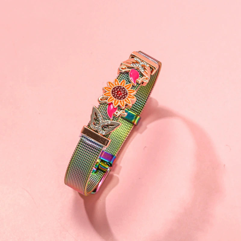 Just Lil Things Rainbow Mesh Bracelet Charms with Iridescent Clasp JLTB0863