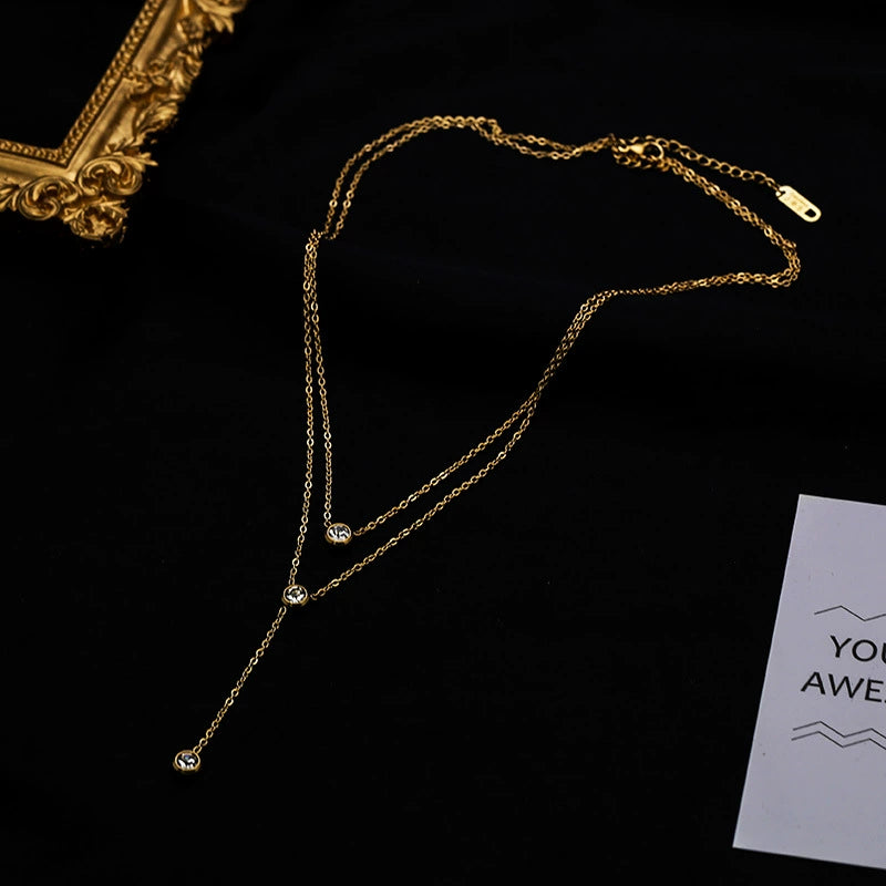Just Lil Things Elegant Layered Clean With Minimalist Drop Pendant Design jltn1597