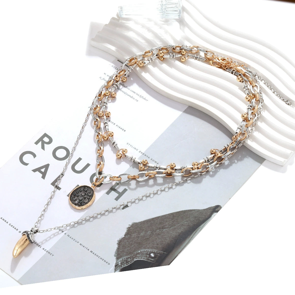 Just Lil Things Layered Tribal Luxe Necklace – Bead & Tusk Pendant Design jltn1608