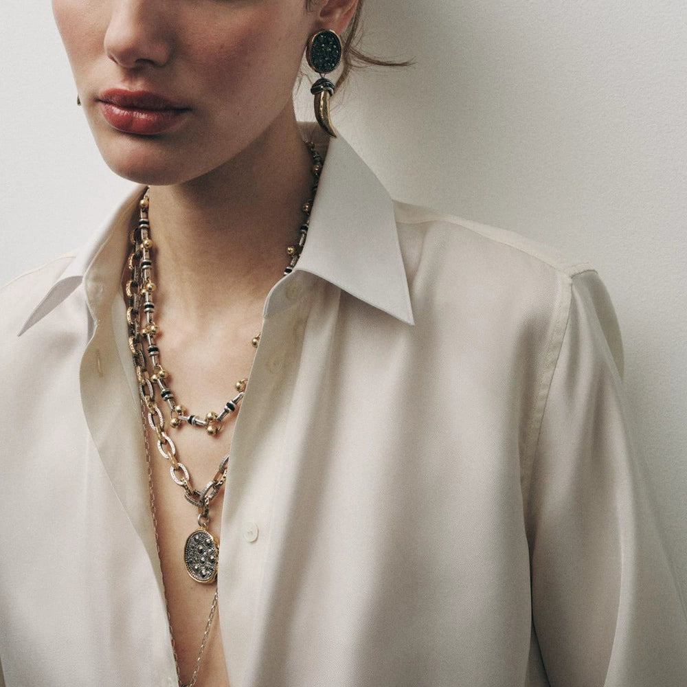 Just Lil Things Layered Tribal Luxe Necklace – Bead & Tusk Pendant Design jltn1608