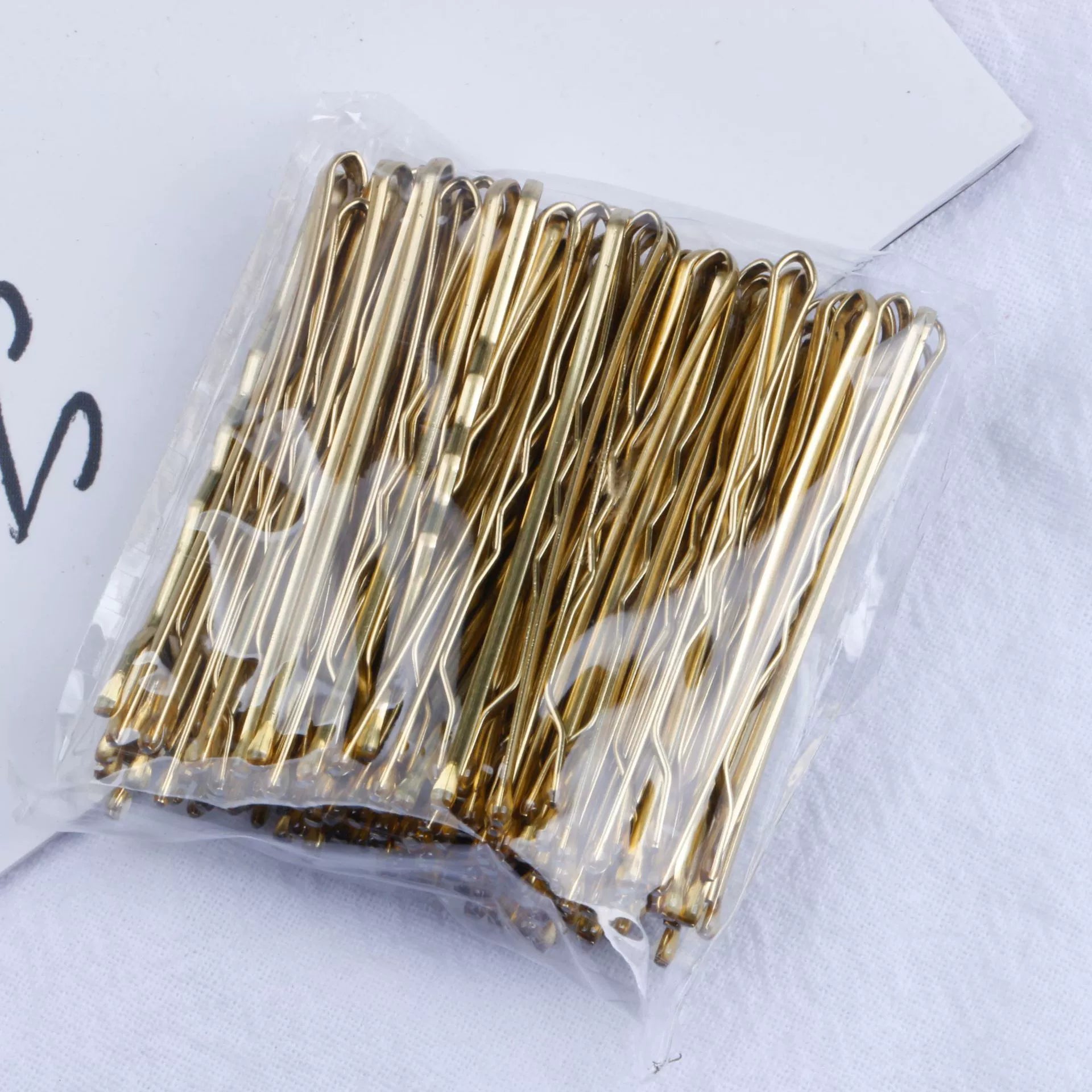 Just Lil Things Matte Gold Wavy Grip Hairpins – 100-Piece Secure Hold Bobby Pin Set jltc0091