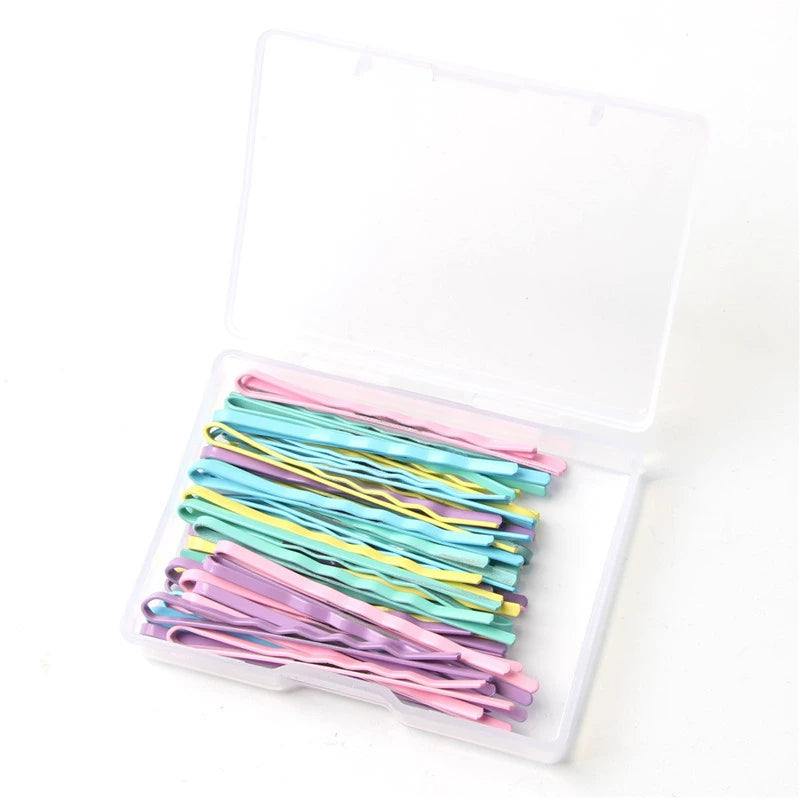 Just Lil Things Pastel Wave Hairpin Set – Multicolor Matte Finish Bobby Pins in Storage Box jltc0092
