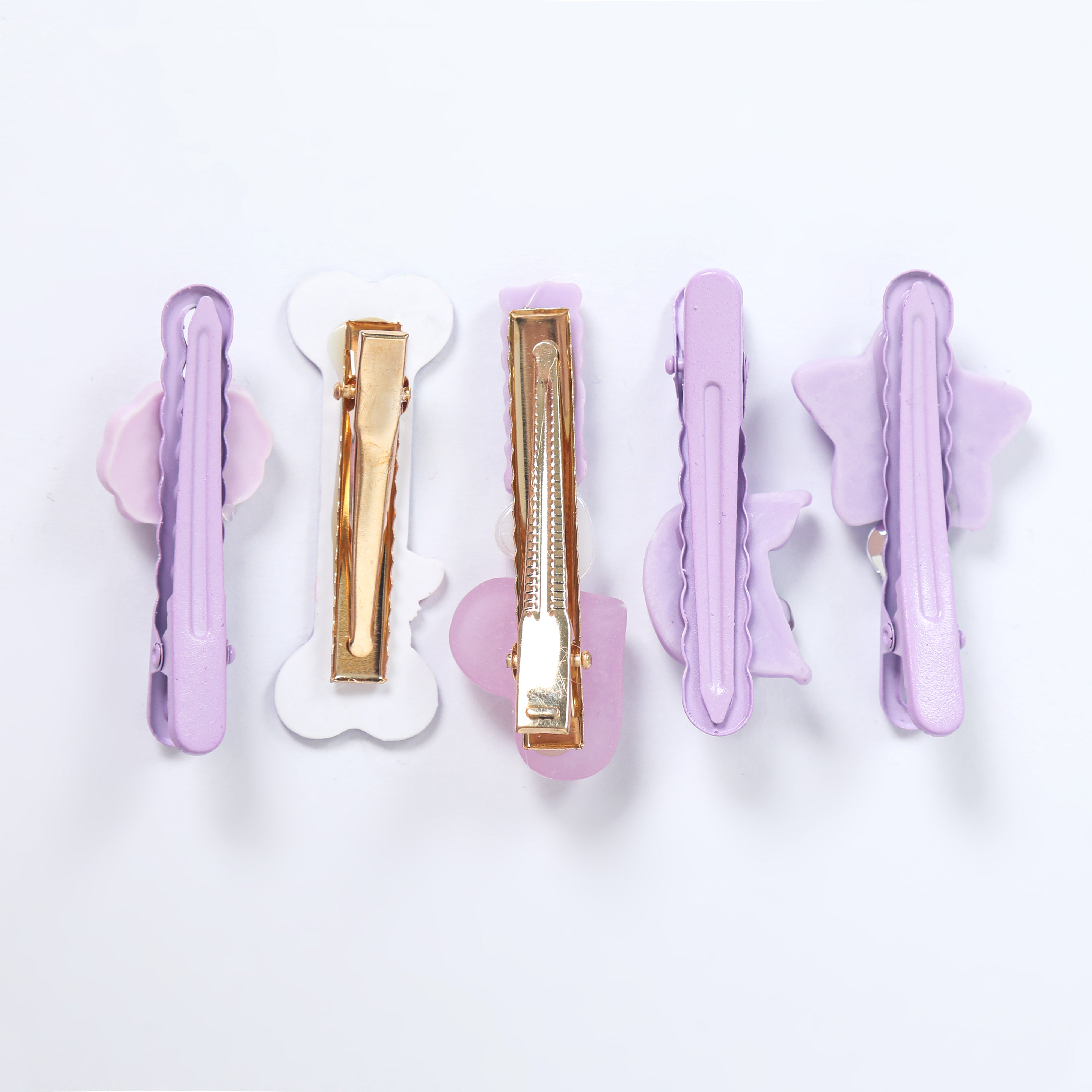 Just Lil Things Purple Dream Hair Clip Set – 5-Piece with Star, Cookie, Cartoon & Heart Designs jltc0095