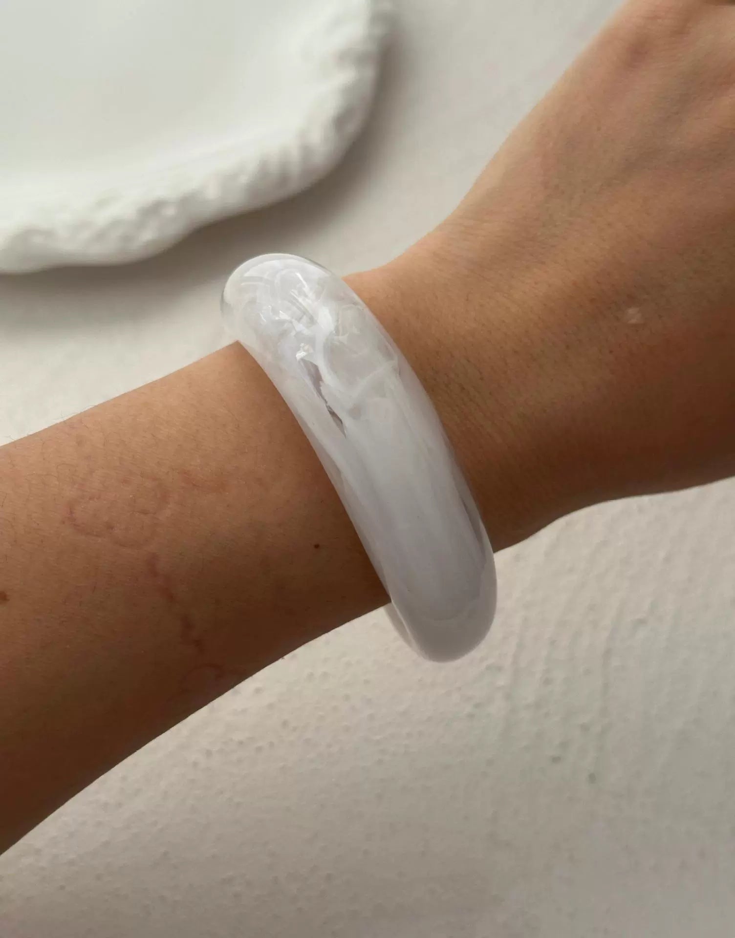 Just Lil Things Cloud White Glossy Resin Bracelet JLTB0878