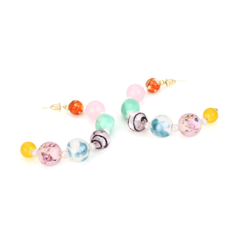 Just Lil Things Pastel Carnival Beaded Drop Earrings – Multi-Color Sphere Design jlt13317